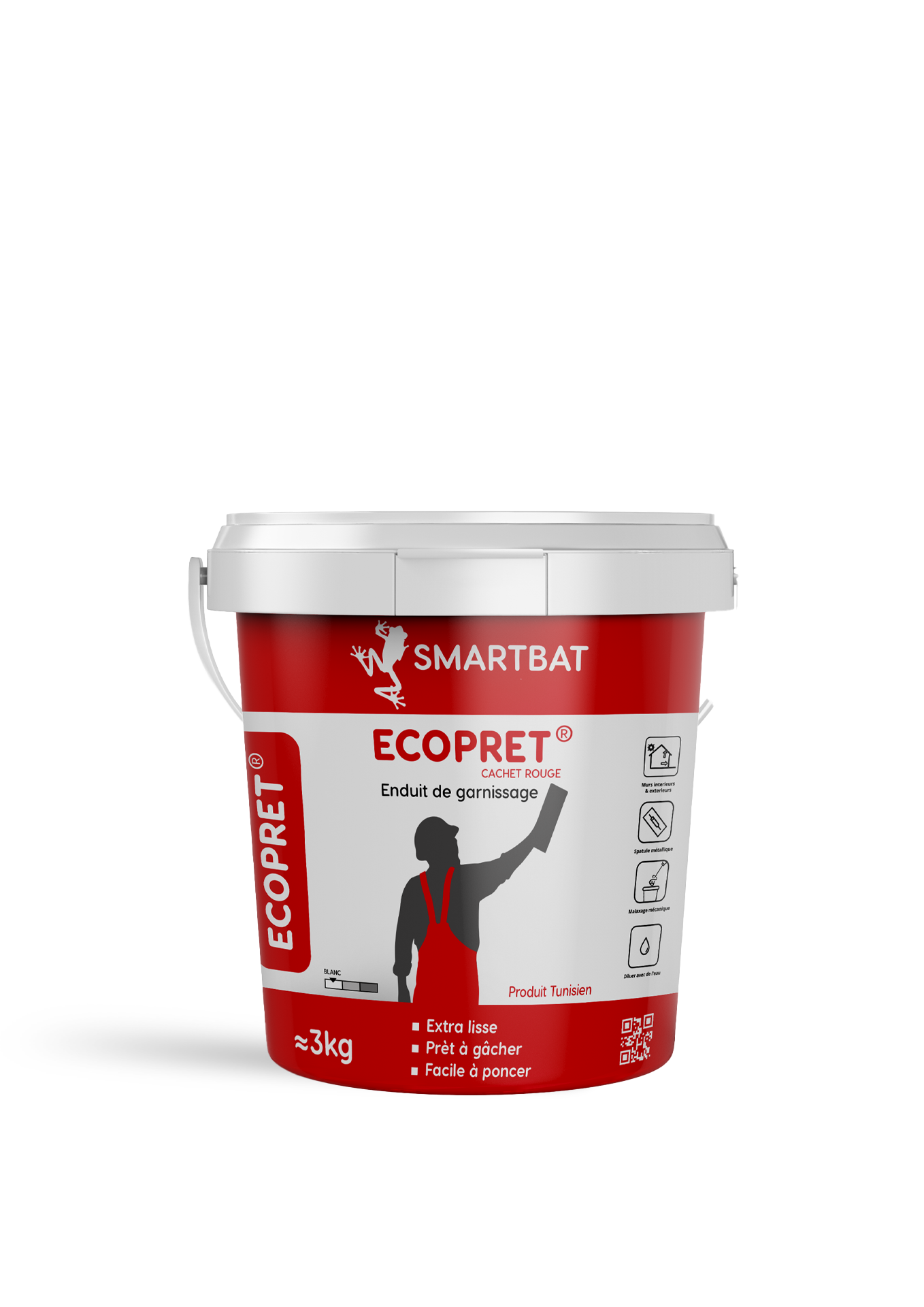 SEAU-ECOPRET-CACHET-ROUGE enduit de garnissage ecopret seau 3kg